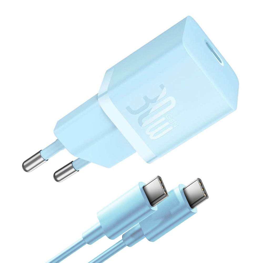 Netzladegerät mit USB-C Kabel Baseus GaN Mini 1C, 30W, 3A, 1 x USB-C, Blau P10110902313-00