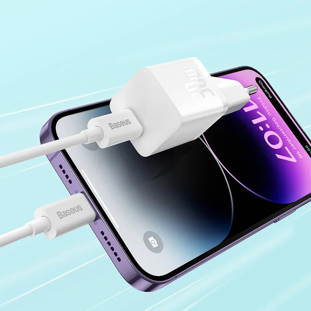 Netzladegerät mit USB-C Kabel Baseus GaN Mini 1C, 30W, 3A, 1 x USB-C, Blau P10110902313-00