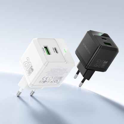 Network Charger with USB-C Cable Borofone BN19 Intenso, 20W, 3A, 1 x USB-A - 1 x USB-C, White