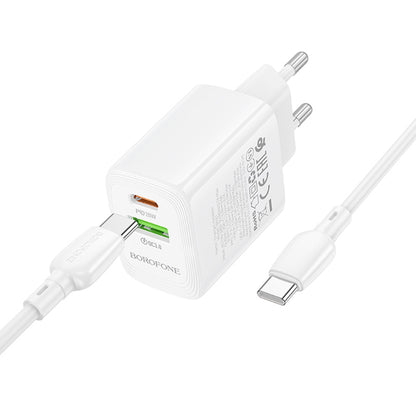 Netzladegerät mit USB-C Kabel Borofone BN27 Fuente, 20W, 3A, 1 x USB-A - 1 x USB-C, Weiß
