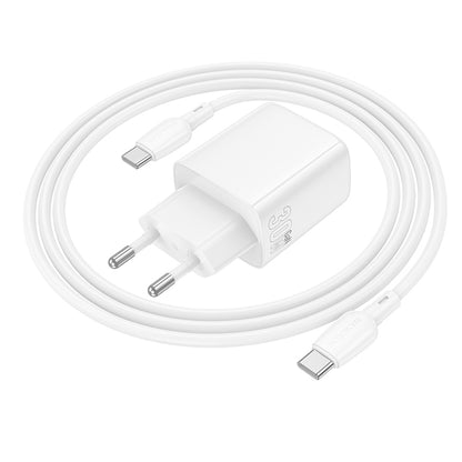 Netzladegerät mit USB-C Kabel Borofone BN29 Fuente, 30W, 3A, 1 x USB-A - 1 x USB-C, Weiß