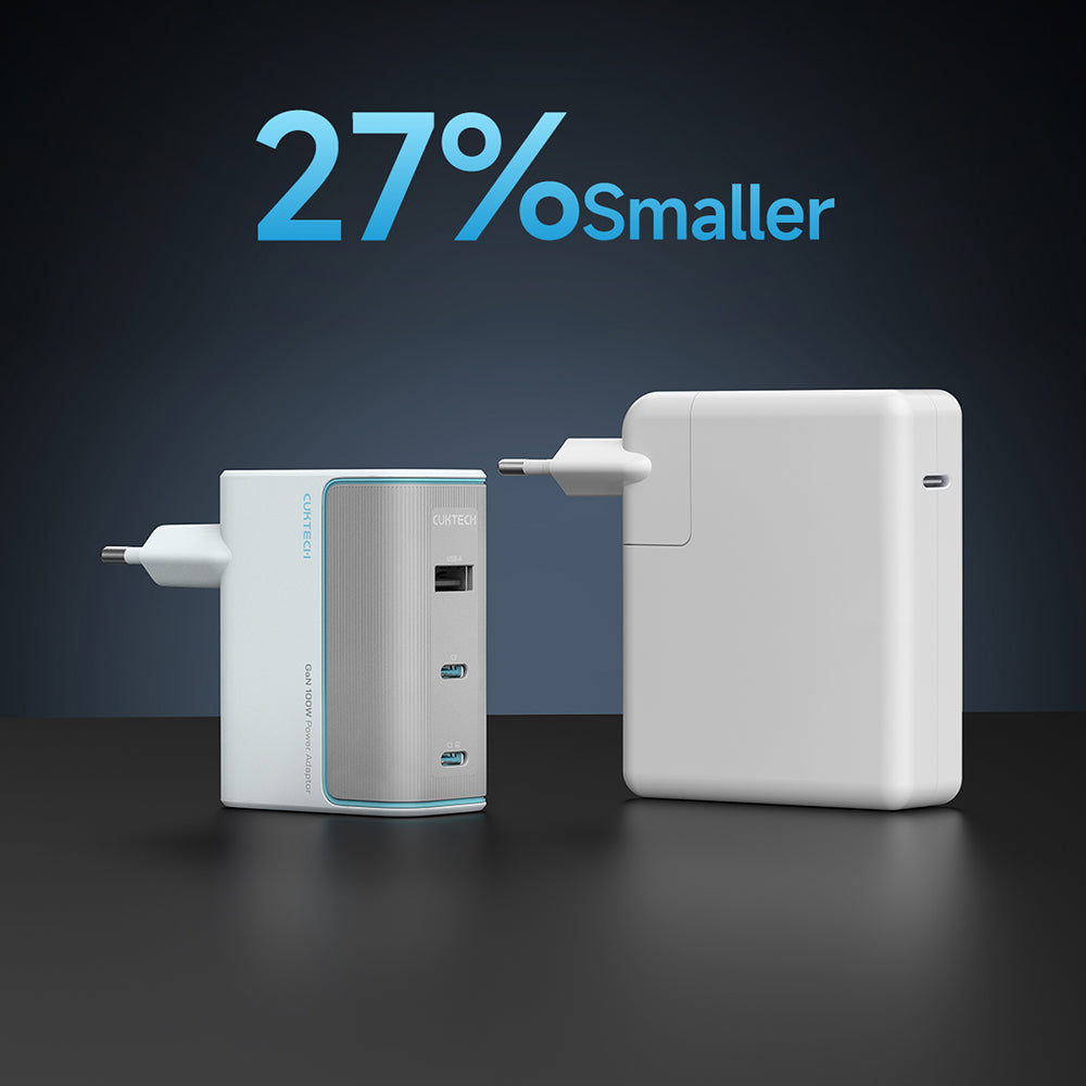 Netzteil mit USB-C-Kabel Cuktech, 100W, 5A, 1 x USB-A - 2 x USB-C, Weiß CKAD1003EUGW