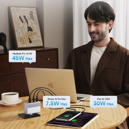 Netzteil mit USB-C-Kabel Cuktech, 100W, 5A, 1 x USB-A - 2 x USB-C, Weiß CKAD1003EUGW