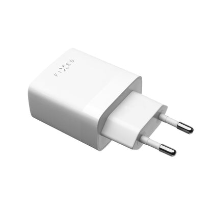 Netzladegerät mit USB-C Kabel Fixed, 17W, 3A, 2 x USB-A, Weiß
