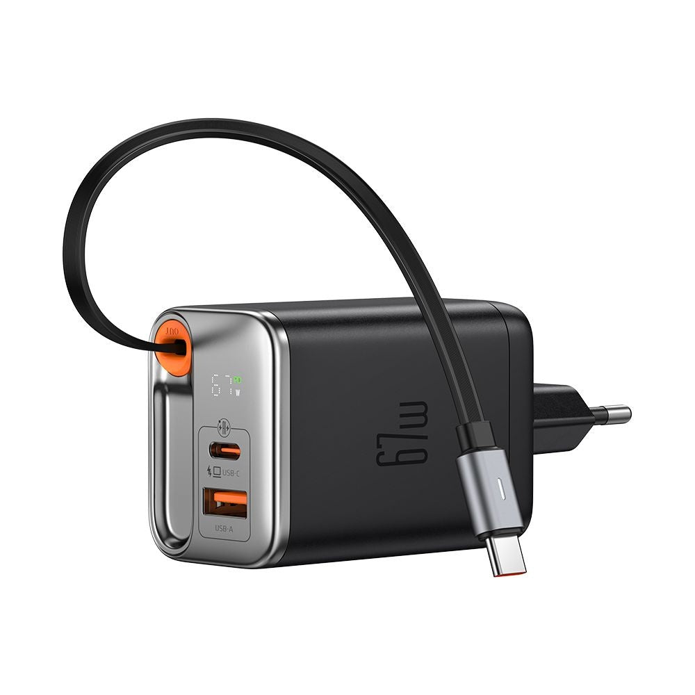 Netzladegerät mit USB-C Kabel McDodo CH-4100 FreeGo Display, 67W, 3.35A, 1 x USB-A - 1 x USB-C, Schwarz