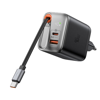 Netzladegerät mit USB-C Kabel McDodo CH-4281 FreeGo Display, 40W, 3A, 1 x USB-A - 1 x USB-C, Schwarz