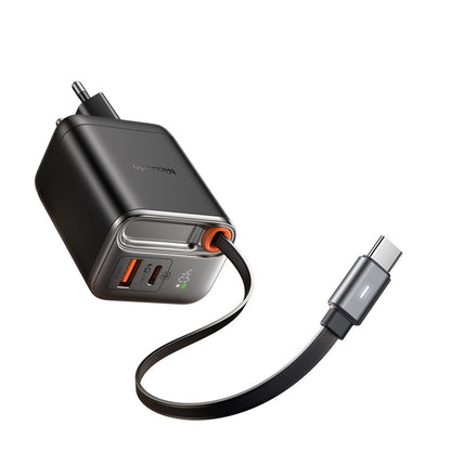 Netzladegerät mit USB-C Kabel McDodo CH-4281 FreeGo Display, 40W, 3A, 1 x USB-A - 1 x USB-C, Schwarz