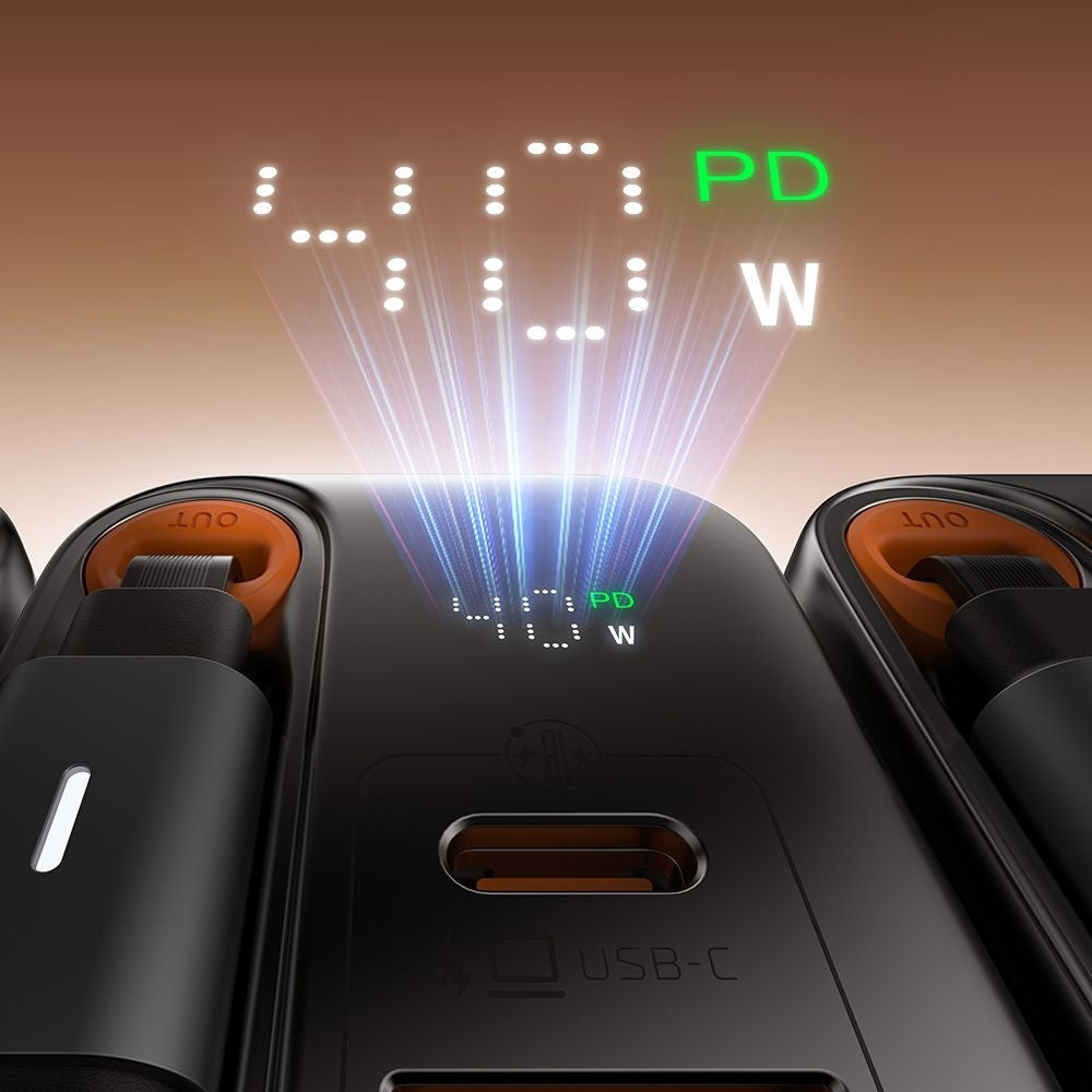 Netzladegerät mit USB-C Kabel McDodo CH-4281 FreeGo Display, 40W, 3A, 1 x USB-A - 1 x USB-C, Schwarz