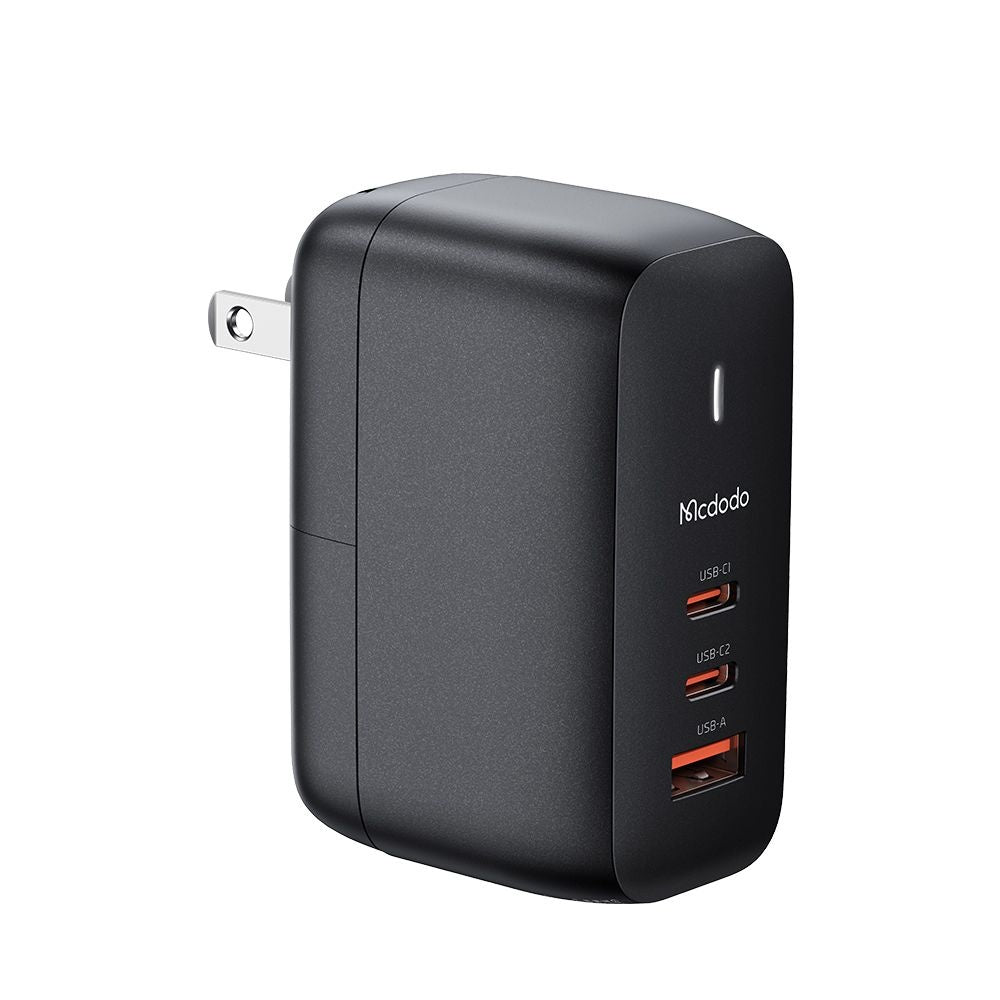 Netzladegerät mit USB-C Kabel McDodo CH-8442 Mecha Travel, 65W, 5A, 1 x USB-A - 2 x USB-C, Schwarz