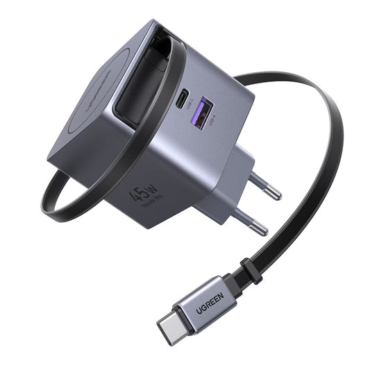 Netzladegerät mit USB-C Kabel UGREEN X614, 45W, 3A, 1 x USB-A - 1 x USB-C, Grau