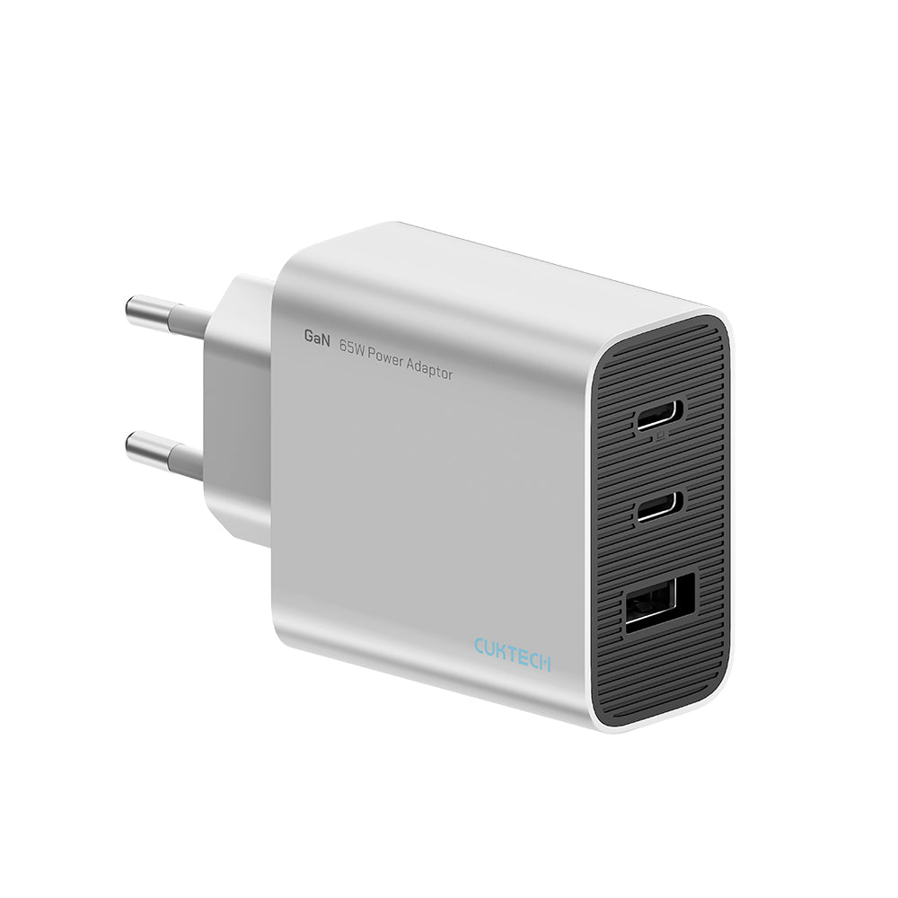 Cuktech Netzladegerät, 65W, 3,25A, 1 x USB-A - 2 x USB-C, Weiß CUK0A15CEUSL