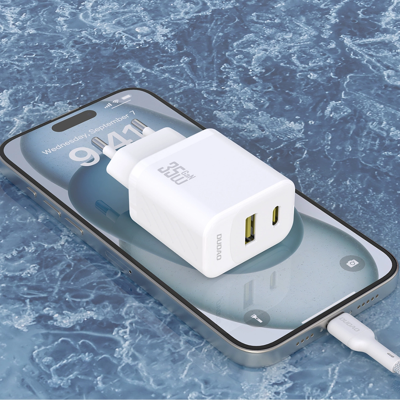 Dudao A27 Max Network Charger, 35W, 1 x USB-A - 1 x USB-C, White
