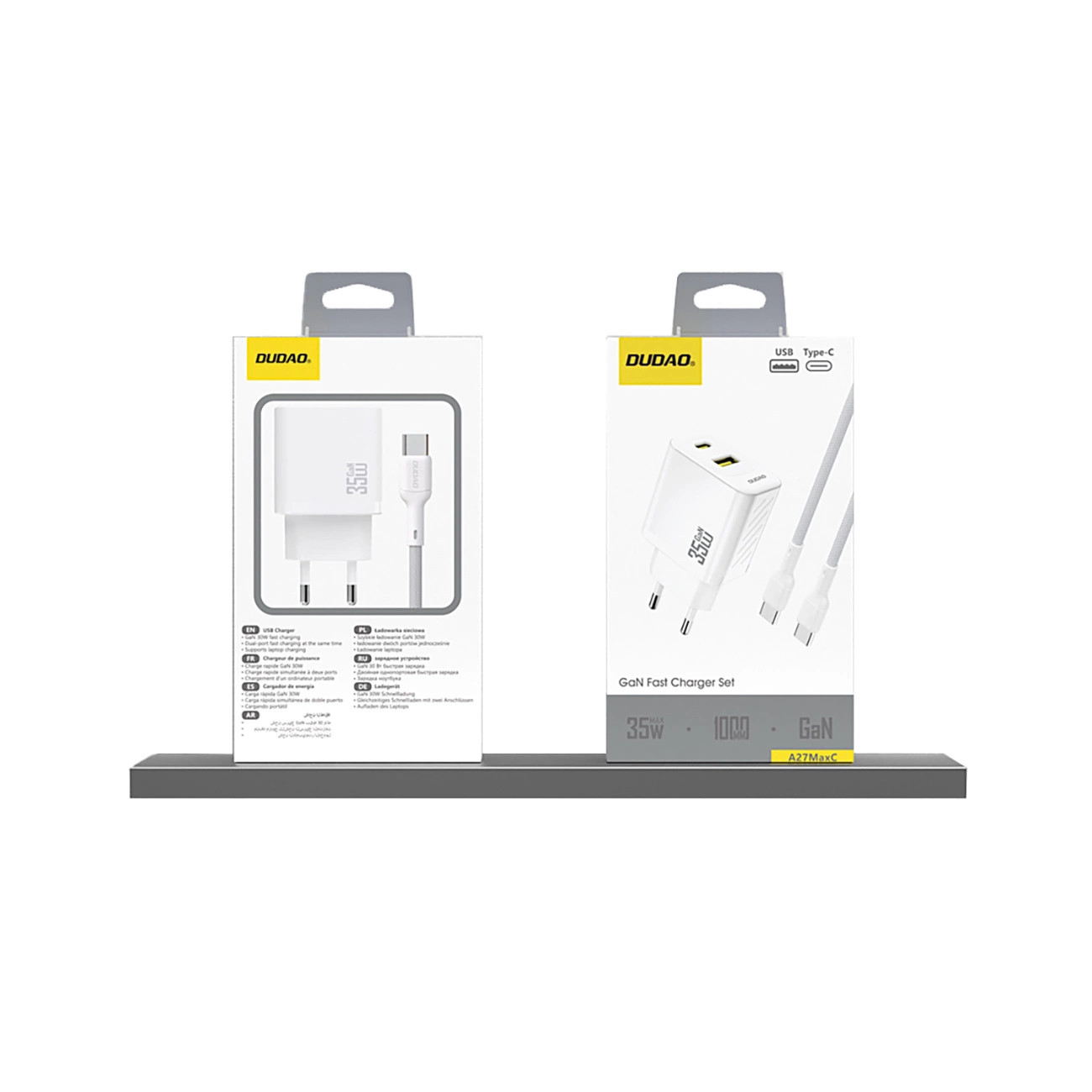 Dudao A27 Max Network Charger, 35W, 1 x USB-A - 1 x USB-C, White