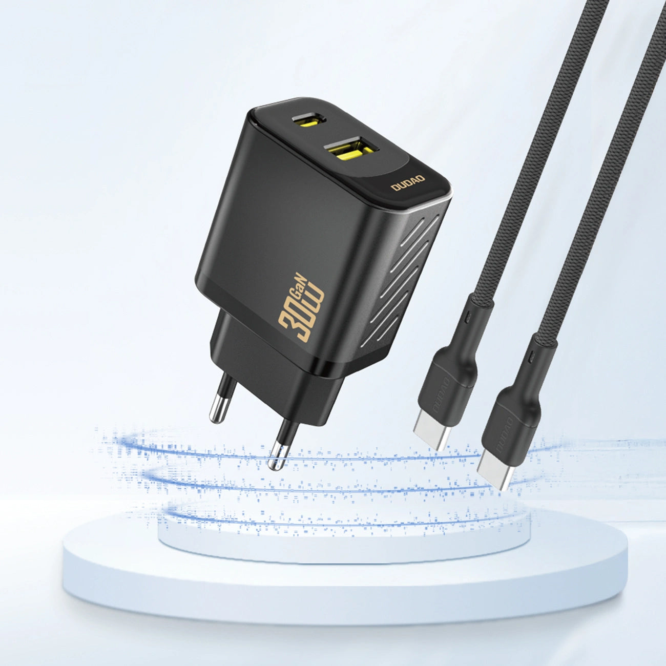 Netzladegerät Dudao A27TEU, 30W, 3A, 1 x USB-A - 1 x USB-C, Schwarz