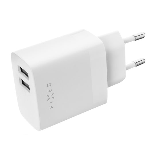 Netzladegerät Fixed, 17W, 3A, 2 x USB-A, Weiß