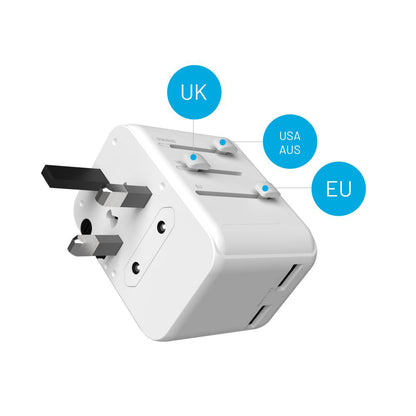 Fixed Travel Network Charger, 30W, 3A, 2 x USB-A - 1 x USB-C, White