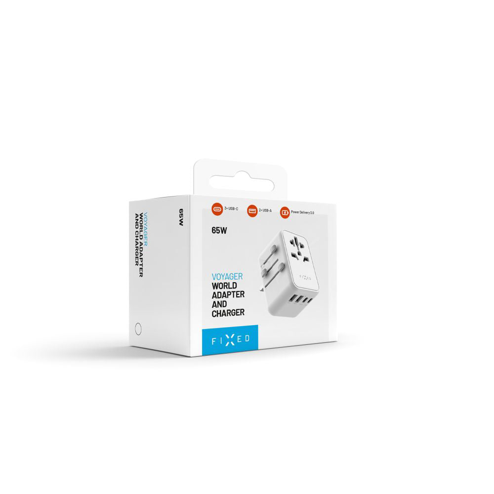 Netzladegerät Fixed Travel, 65W, 3.25A, 2 x USB-A - 3 x USB-C, Weiß