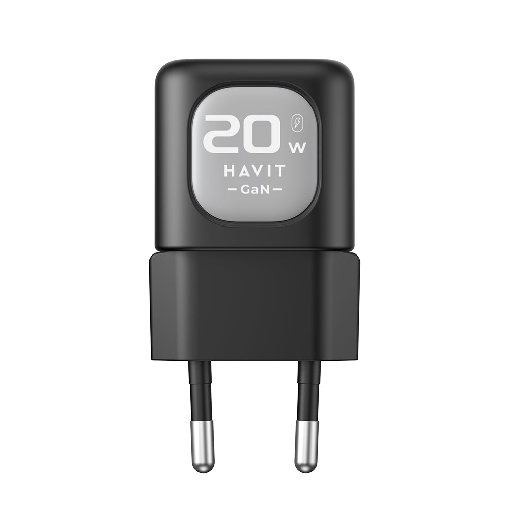 Netzladegerät HAVIT UC220, 20W, 3A, 1 x USB-A - 1 x USB-C, Schwarz Grau
