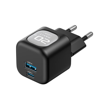 Netzladegerät HAVIT UC220, 20W, 3A, 1 x USB-A - 1 x USB-C, Schwarz Grau
