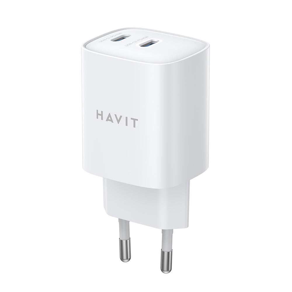 Netzladegerät HAVIT UC45W, 45W, 3A, 2 x USB-C, Weiß
