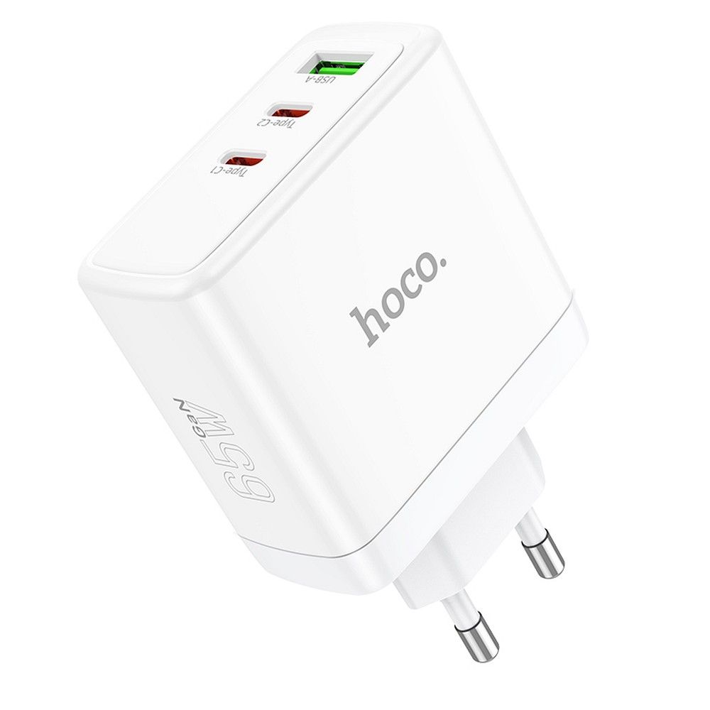 Netzladegerät HOCO N30, 65W, 3.25A, 1 x USB-A - 2 x USB-C, Weiß