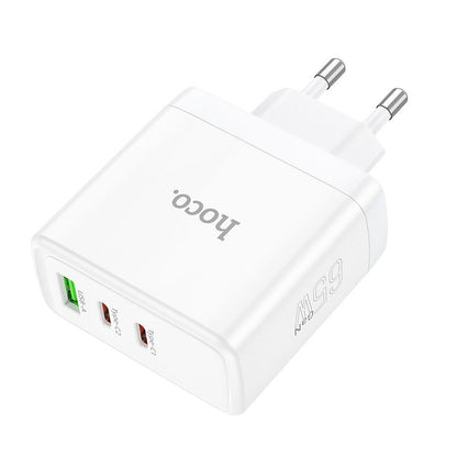 Netzladegerät HOCO N30, 65W, 3.25A, 1 x USB-A - 2 x USB-C, Weiß