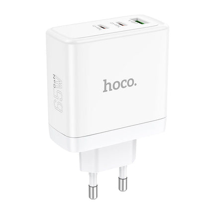 Netzladegerät HOCO N30, 65W, 3.25A, 1 x USB-A - 2 x USB-C, Weiß