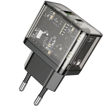 Netzladegerät HOCO N34, 20W, 3A, 1 x USB-A - 1 x USB-C, Transparent