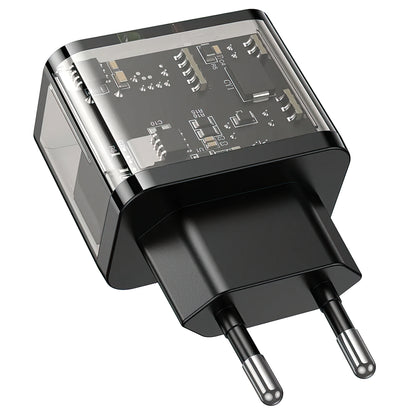 Netzladegerät HOCO N34, 20W, 3A, 1 x USB-A - 1 x USB-C, Transparent