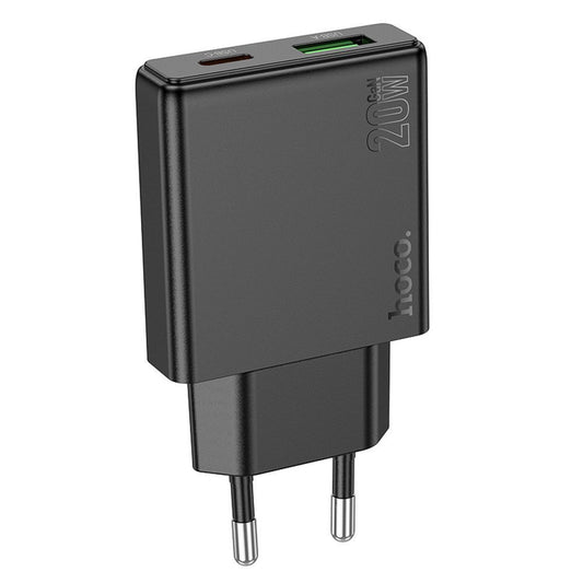 Netzladegerät HOCO N38, 20W, 3A, 1 x USB-A - 1 x USB-C, Schwarz