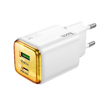 HOCO N52 Network Charger, 20W, 3A, 1 x USB-A - 1 x USB-C, White