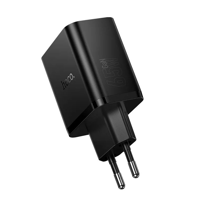 Netzladegerät HOCO N75, 65W, 3A, 1 x USB-A - 2 x USB-C, Schwarz