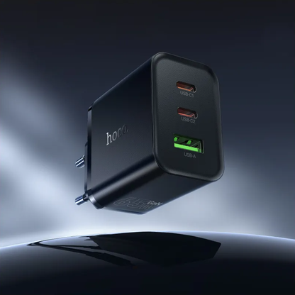 Netzladegerät HOCO N75, 65W, 3A, 1 x USB-A - 2 x USB-C, Schwarz
