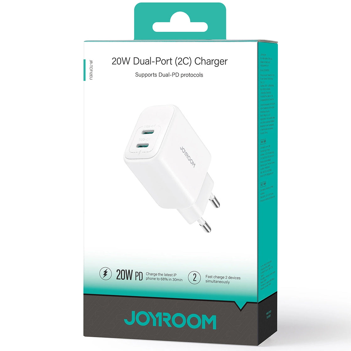 Netzladegerät Joyroom JR-TCF12, 20W, 3A, 2 x USB-C, Weiß
