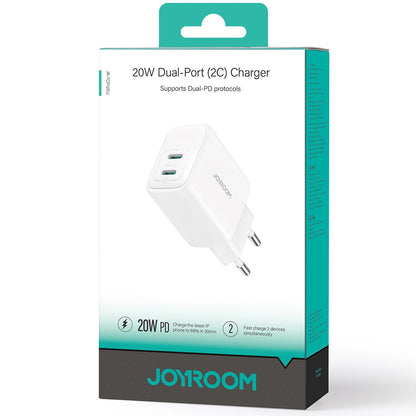 Netzladegerät Joyroom JR-TCF12, 20W, 3A, 2 x USB-C, Weiß