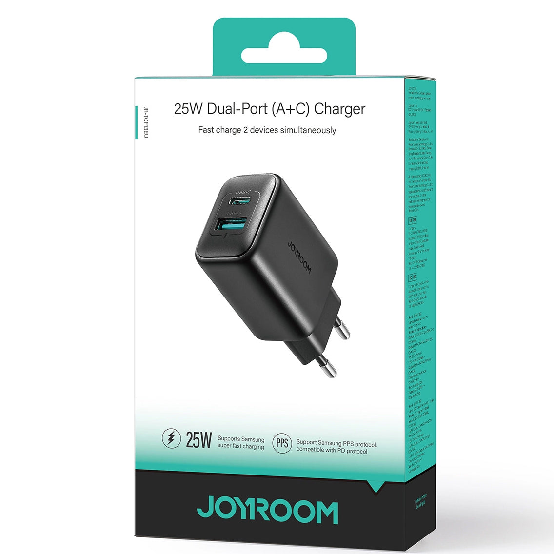 Netzladegerät Joyroom JR-TCF13, 25W, 3A, 1 x USB-A - 1 x USB-C, Schwarz