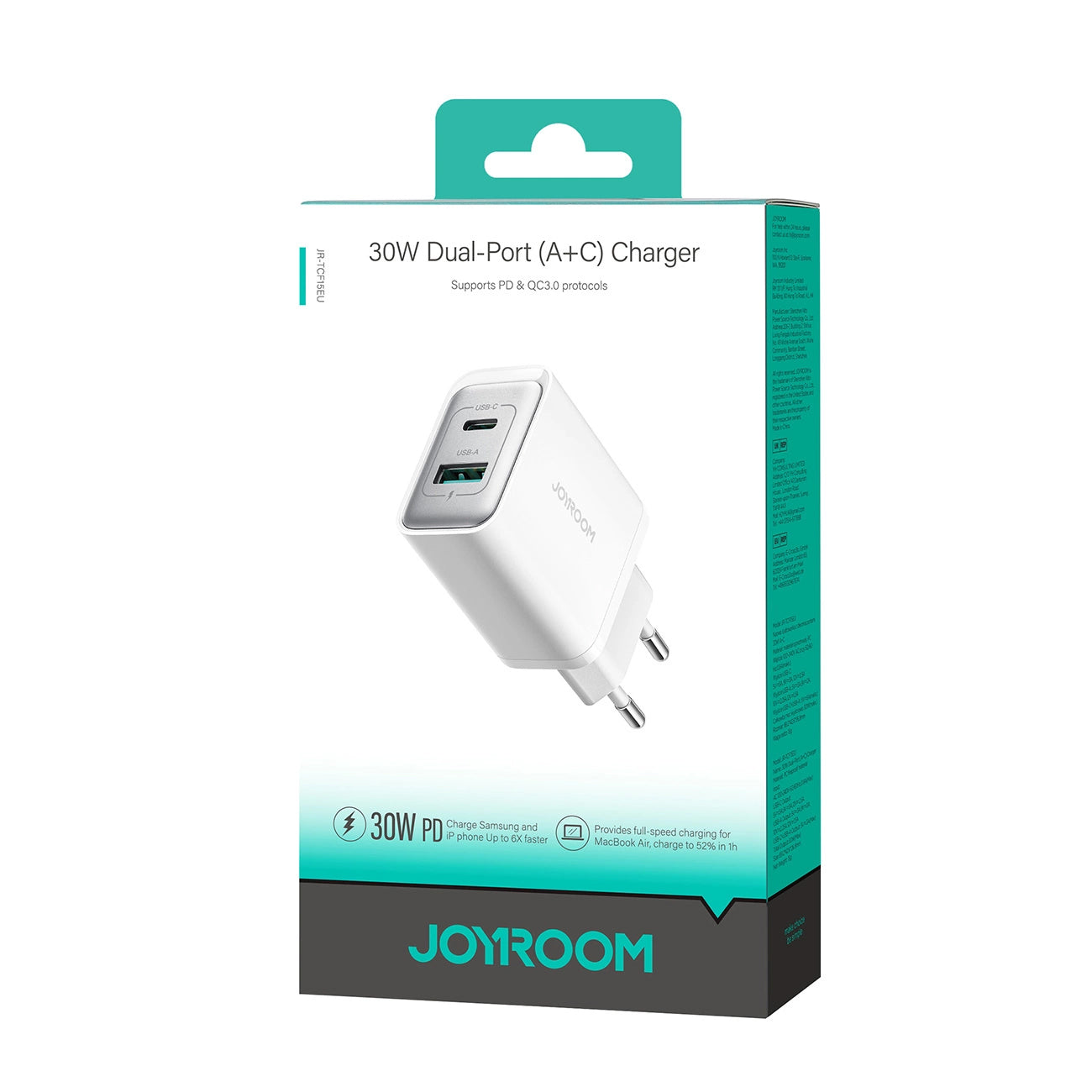 Netzladegerät Joyroom JR-TCF15, 30W, 5A, 1 x USB-A - 1 x USB-C, Weiß