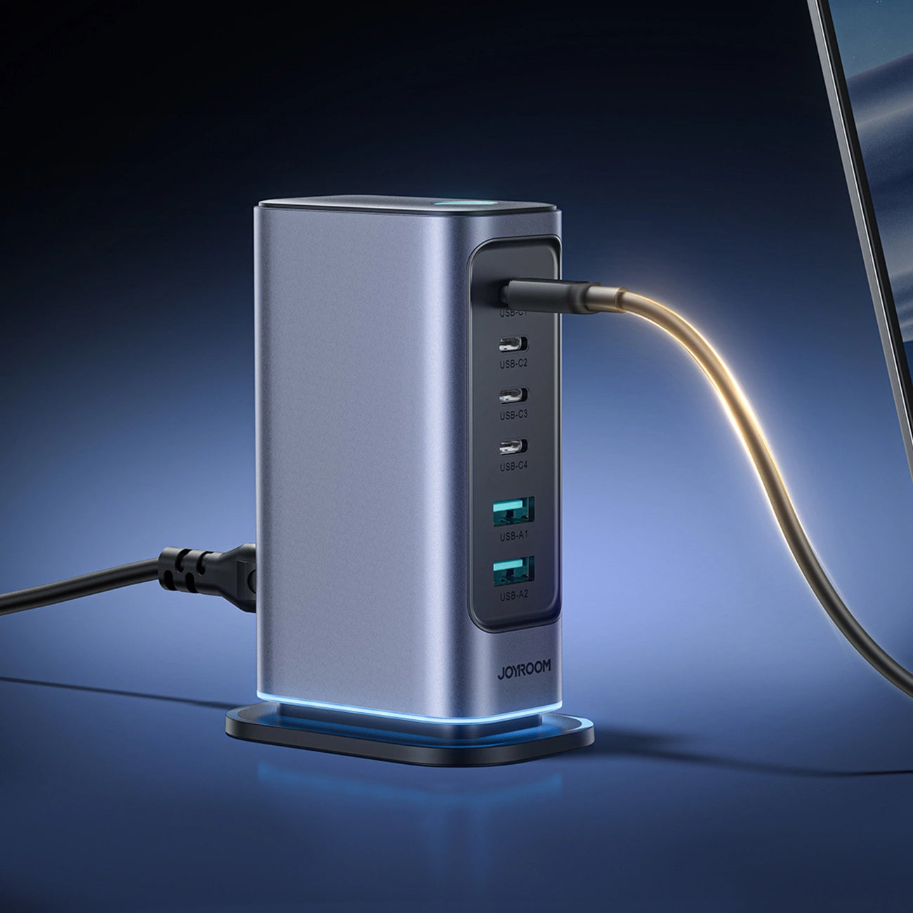 Ladestation Joyroom JR-TCM02, 65W, 3.25A, 2 x USB-A - 4 x USB-C, Grau