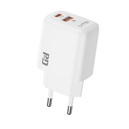 Netzladegerät Lito LC28, 20W, 3A, 1 x USB-A - 1 x USB-C, Weiß