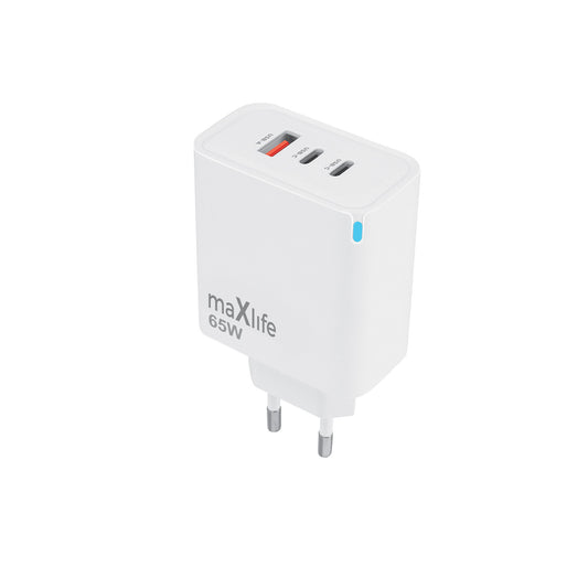 Netzladegerät MaXlife MXTC-09-65ACC, 65W, 3.25A, 1 x USB-A - 2 x USB-C, Weiß
