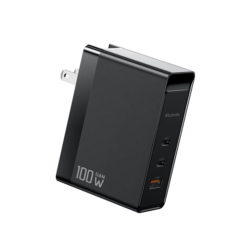 McDodo CH-8101 Pro Nuc AR Power Travel Network Charger, 100W, 5A, 1 x USB-A - 2 x USB-C, Black