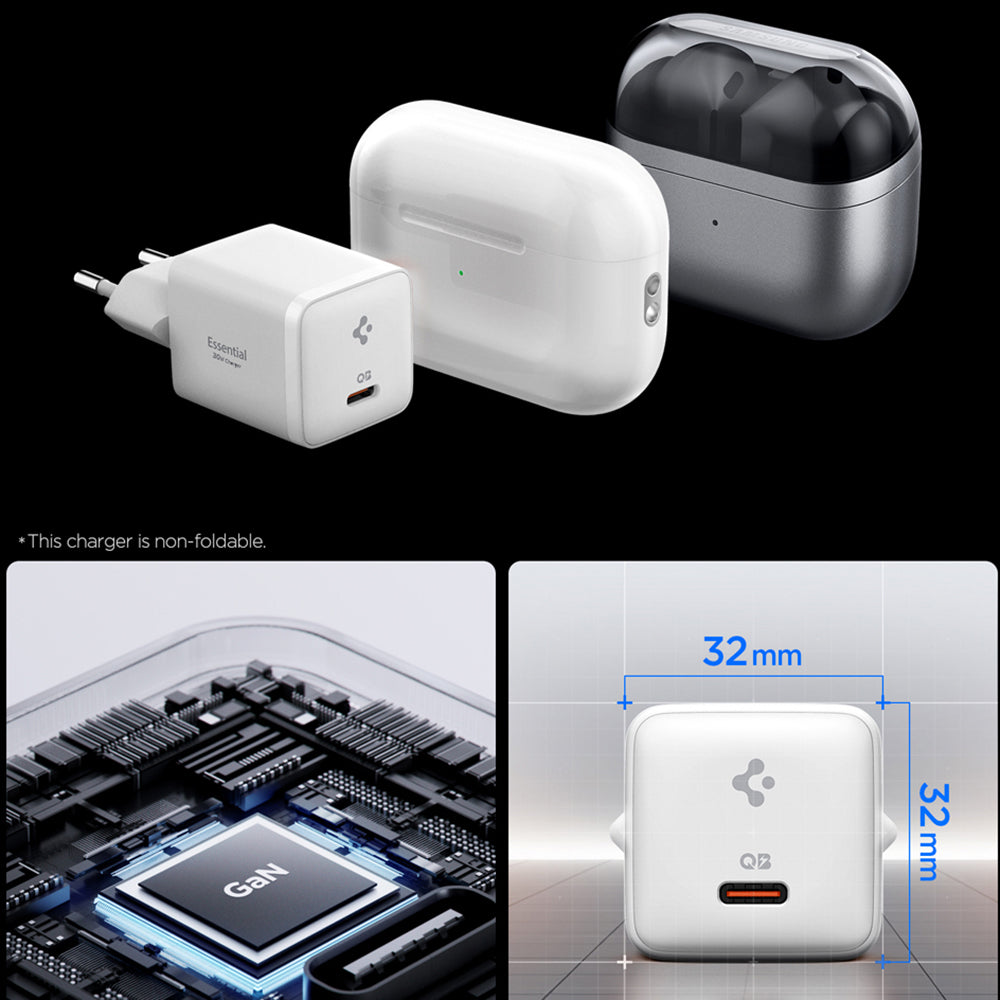 Spigen EE301EU Essential Network Charger, 30W, 3A, 1 x USB-C, White ACH09492