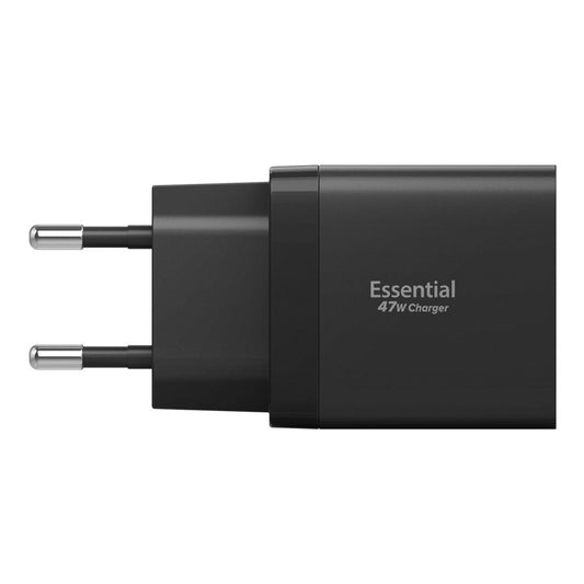 Spigen Essential Network Charger, 47W, 3A, 2 x USB-C, Black