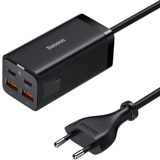 Baseus GaN3 Pro Ladestation, 100W, 5A, 2 x USB-A - 2 x USB-C, Schwarz CCGP000101