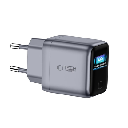 Tech-Protect NC45W Display Netzladegerät, 45W, 3A, 1 x USB-C, Grau
