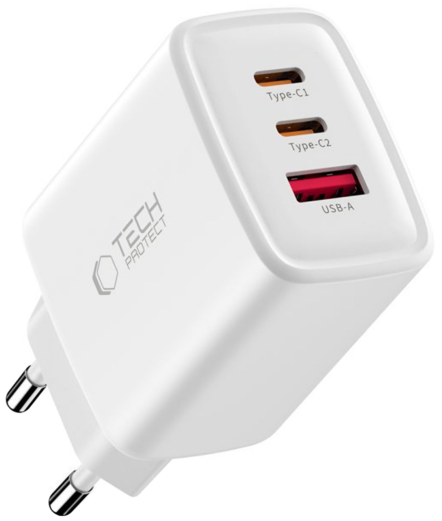 Netzladegerät Tech-Protect NCA65W, 65W, 3A, 1 x USB-A - 2 x USB-C, Weiß