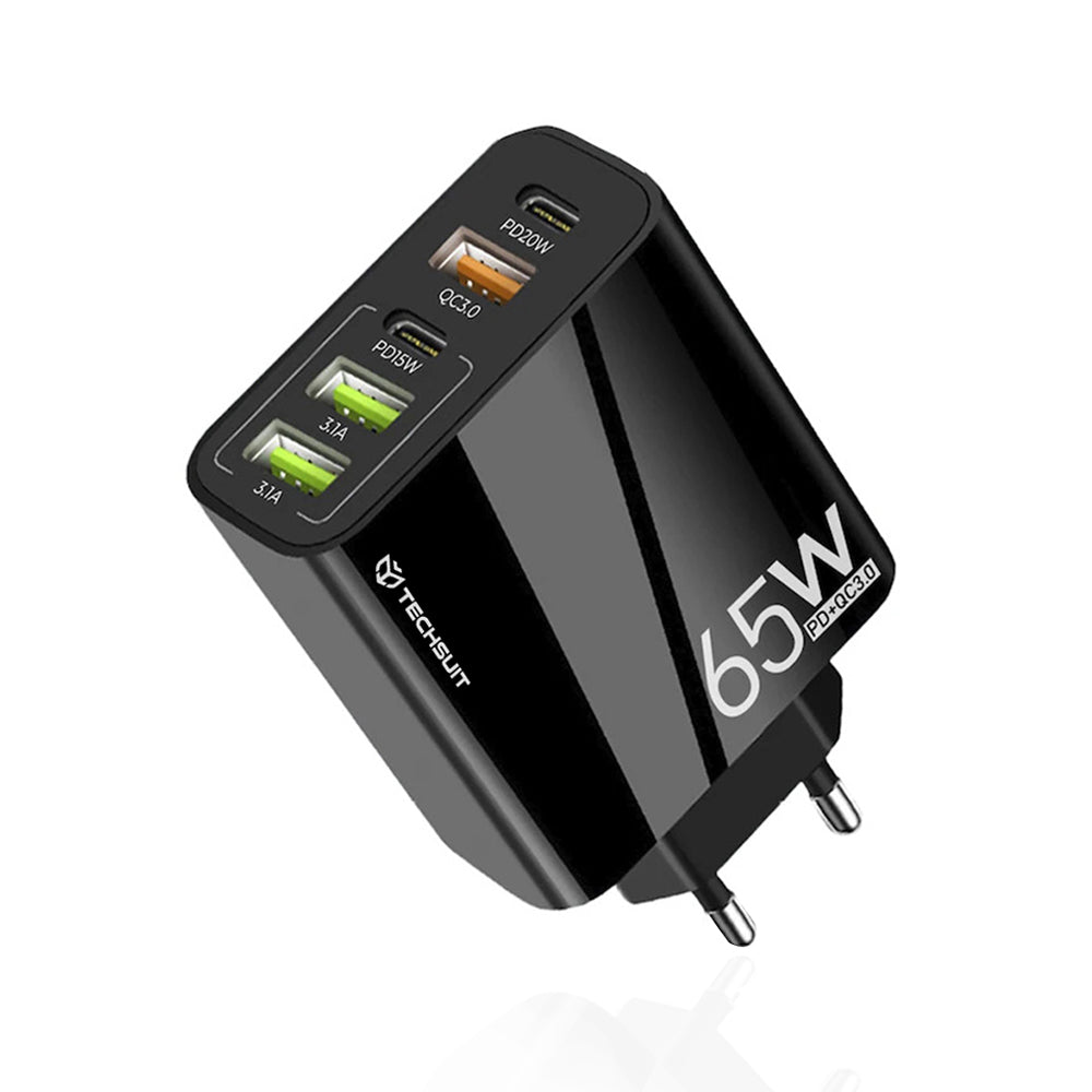 Netzladegerät Techsuit CHC2 PentaXPower, 20W, 3A, 3 x USB-A - 2 x USB-C, Schwarz