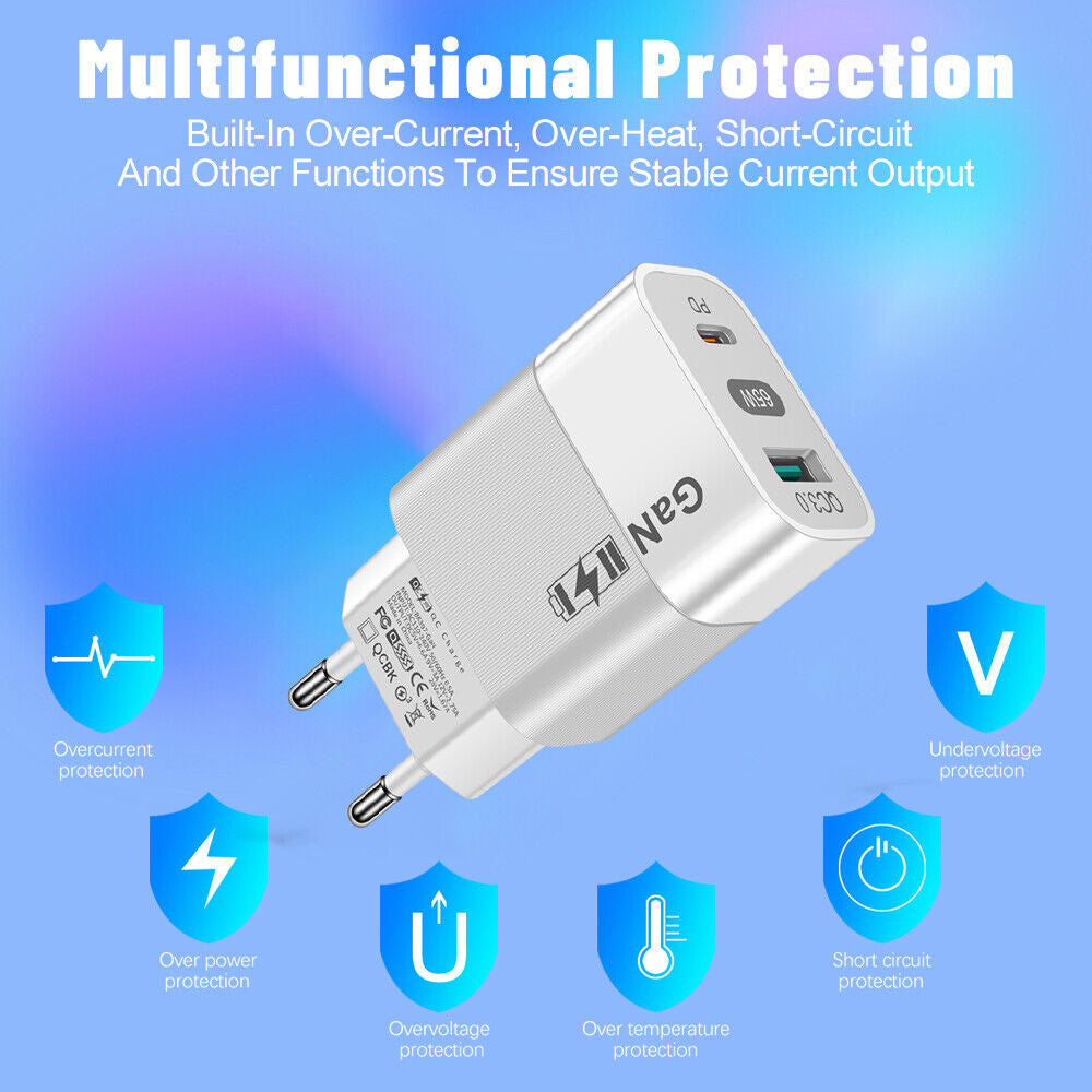 Techsuit CHPD131 Network Charger, 65W, 3.25A, 1 x USB-A - 1 x USB-C, White