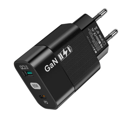 Netzladegerät Techsuit CHPD131, 65W, 3.25A, 1 x USB-A - 1 x USB-C, Schwarz