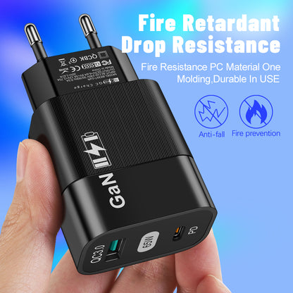 Netzladegerät Techsuit CHPD131, 65W, 3.25A, 1 x USB-A - 1 x USB-C, Schwarz